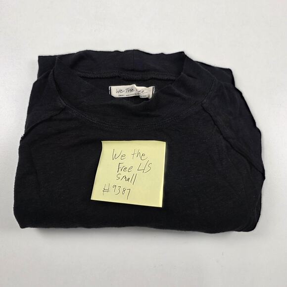 We The Free Shirt Womens Small Black Long Sleeve Raw Hem Boho Draped Free People - Picture 13 of 13